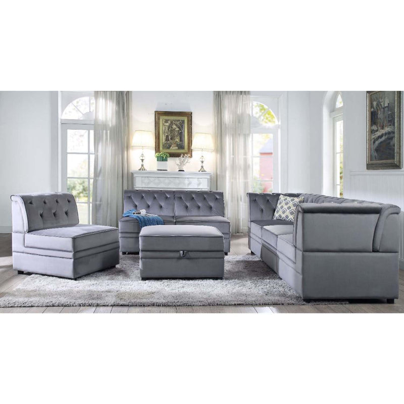 Bois II Modular - Armless Chair, Gray Velvet Acme