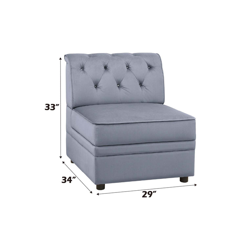 Bois II Modular - Armless Chair, Gray Velvet Acme