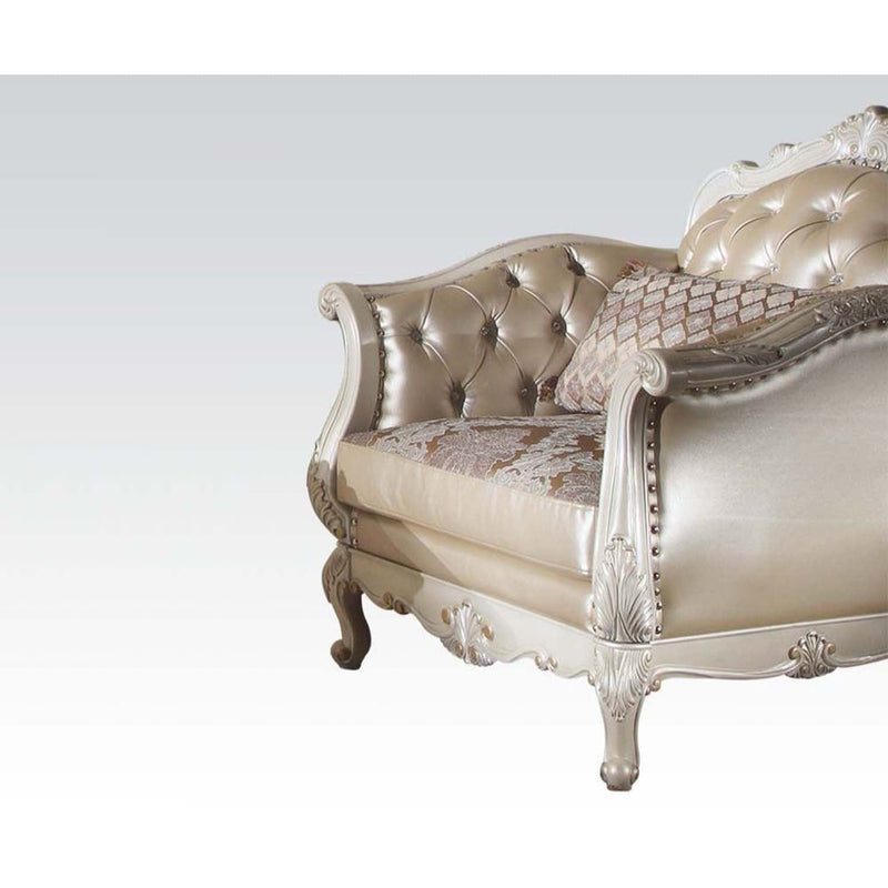 Chantelle Chair w/Pillow, Rose Gold Faux Leather /Fabric & Pearl White Finish Acme