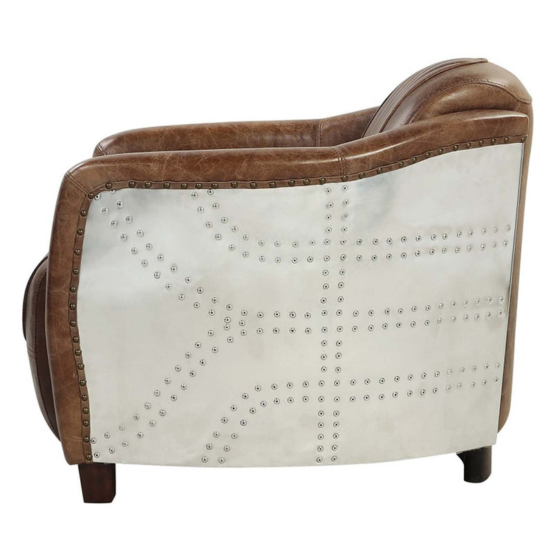 Brancaster Chair, Retro Brown Top Grain Leather & Aluminum Acme