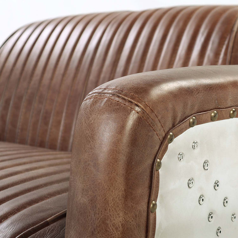 Brancaster Chair, Retro Brown Top Grain Leather & Aluminum Acme
