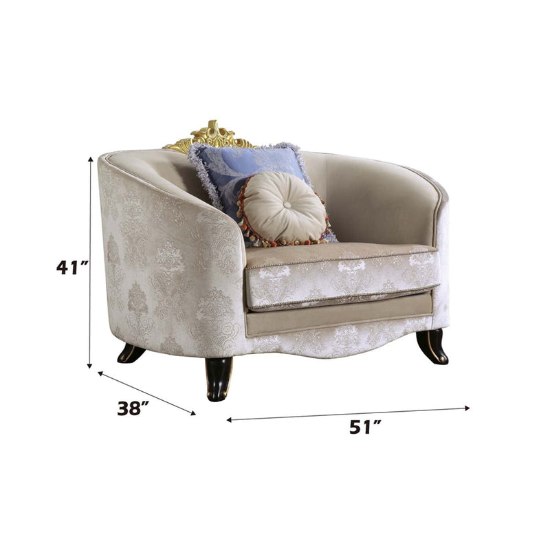Sheridan Chair w/2 Pillows, Cream Fabric Acme