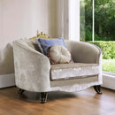 Sheridan Chair w/2 Pillows, Cream Fabric Acme