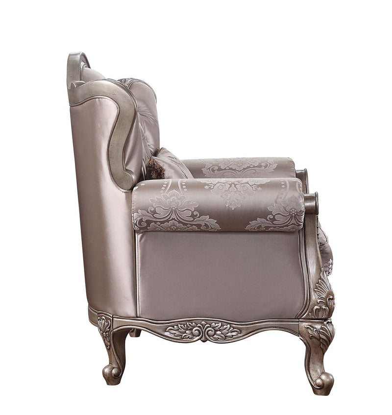 Jayceon Chair w/Pillow, Fabric & Champagne Finish Acme
