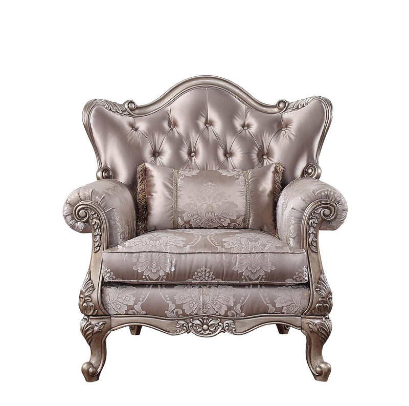 Jayceon Chair w/Pillow, Fabric & Champagne Finish Acme