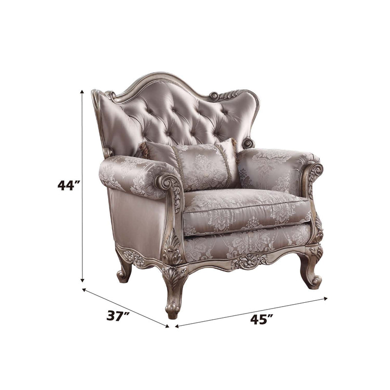 Jayceon Chair w/Pillow, Fabric & Champagne Finish Acme