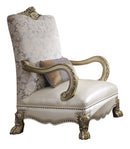 Dresden II Chair w/Pillow, Pearl Faux Leather /Fabric & Gold Patina Finish Acme