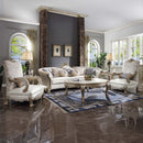 Dresden II Chair w/Pillow, Pearl Faux Leather /Fabric & Gold Patina Finish Acme