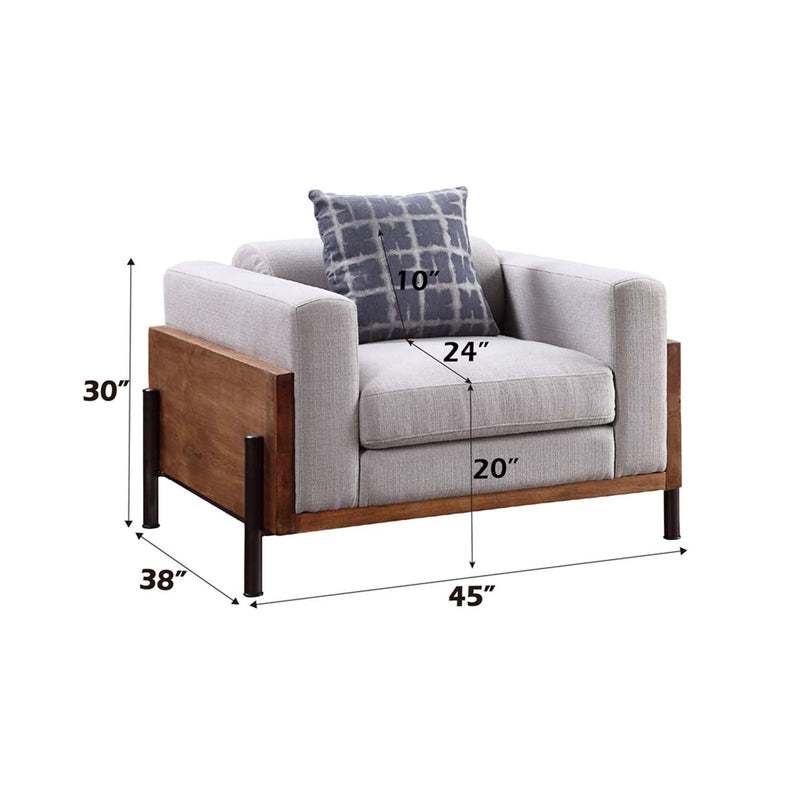 Pelton Chair w/Pillow, Fabric & Walnut Finish Acme