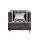 Hegio Chair w/Pillow, Gray Velvet Acme