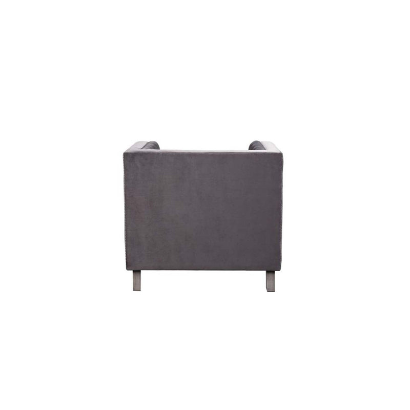 Hegio Chair w/Pillow, Gray Velvet Acme