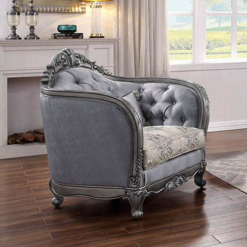Ariadne Chair w/Pillow, Fabric & Platinum Finish Acme