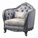 Ariadne Chair w/Pillow, Fabric & Platinum Finish Acme