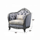 Ariadne Chair w/Pillow, Fabric & Platinum Finish Acme