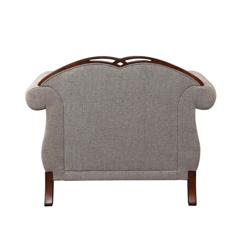 Miyeon Chair w/Pillow, Fabric & Cherry Finish Acme