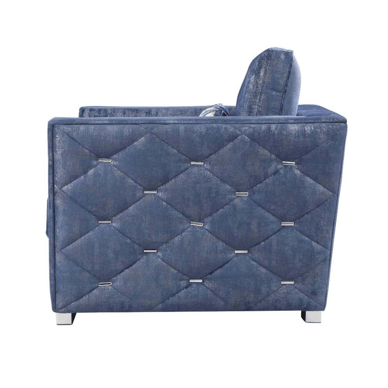Emilia Chair w/Pillow, Two Tone Blue Fabric Acme