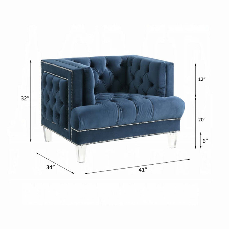Ansario Chair, Blue Velvet Acme