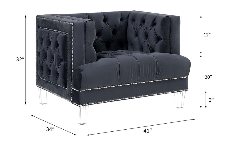 Ansario Chair, Charcoal Velvet Acme