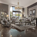 Versailles Chair w/2 Pillows, Silver Faux Leather & Antique Platinum Finish Acme
