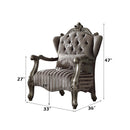 Versailles Chair w/Pillow, Velvet & Antique Platinum Acme