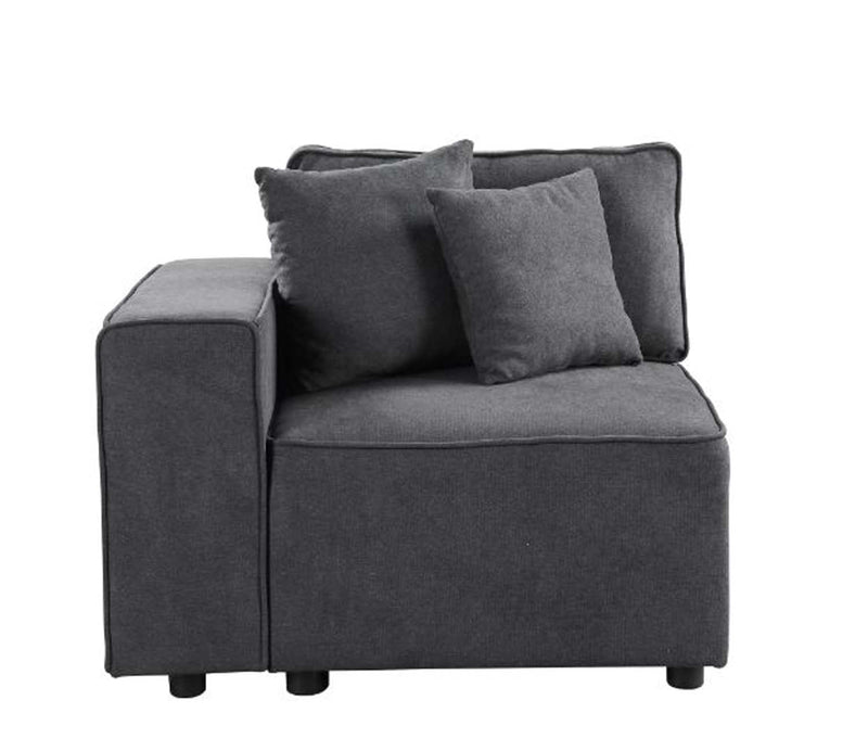 Silvester Modular - Left Facing Chair w/2 Pillows, Gray Fabric Acme