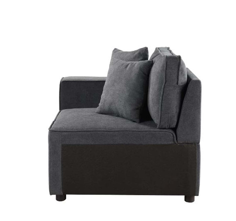 Silvester Modular - Left Facing Chair w/2 Pillows, Gray Fabric Acme
