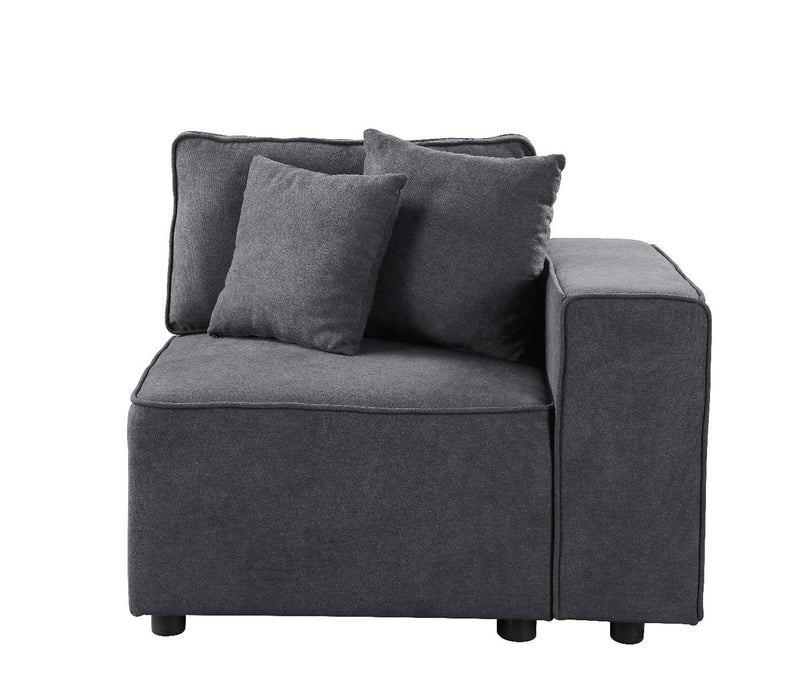 Silvester Modular - Right Facing Chair w/2 Pillows, Gray Fabric Acme