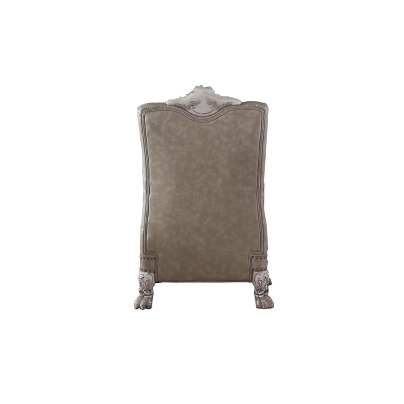 Dresden Chair w/Pillow, Faux Leather & Vintage Bone White Finish Acme