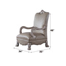 Dresden Chair w/Pillow, Faux Leather & Vintage Bone White Finish Acme
