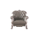 Dresden Chair w/Pillow, Faux Leather & Vintage Bone White Finish Acme