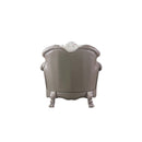 Dresden Chair w/Pillow, Faux Leather & Vintage Bone White Finish Acme