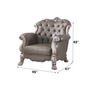 Dresden Chair w/Pillow, Faux Leather & Vintage Bone White Finish Acme