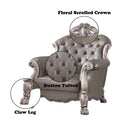 Dresden Chair w/Pillow, Faux Leather & Vintage Bone White Finish Acme