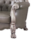 Dresden Chair w/Pillow, Faux Leather & Vintage Bone White Finish Acme