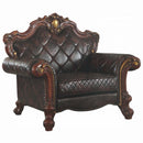 Picardy Chair w/Pillow, Faux Leather & Honey Oak Finish Acme
