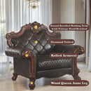 Picardy Chair w/Pillow, Faux Leather & Honey Oak Finish Acme