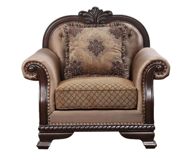 Chateau De Ville Chair w/Pillow, Fabric & Espresso Finish Acme