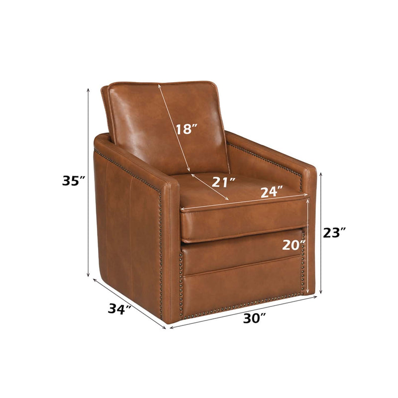 Rocha Swivel Chair w/Glider, Brown Leather Aire Acme
