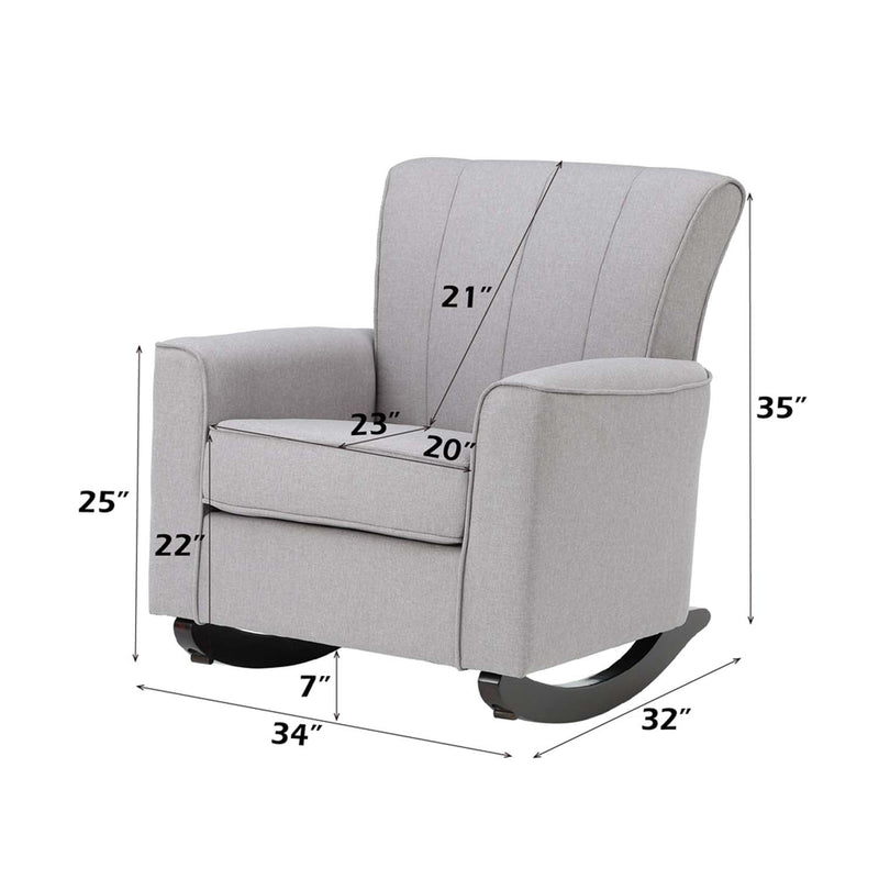 Denzell Rocking Chair, Light Gray Linen Acme