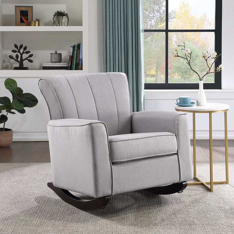 Denzell Rocking Chair, Light Gray Linen Acme
