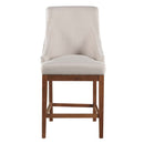 Gilsea Counter Height Chair 2Pc, Fabric, Brown Faux Leather & Brown Finish Acme