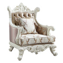 Vanaheim Chair w/Pillow, Fabric & Antique White Finish Acme
