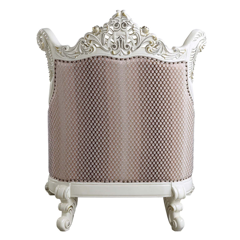Vanaheim Chair w/Pillow, Fabric & Antique White Finish Acme