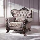 Benbek Chair w/Pillow, Fabric & Antique Oak Finish Acme