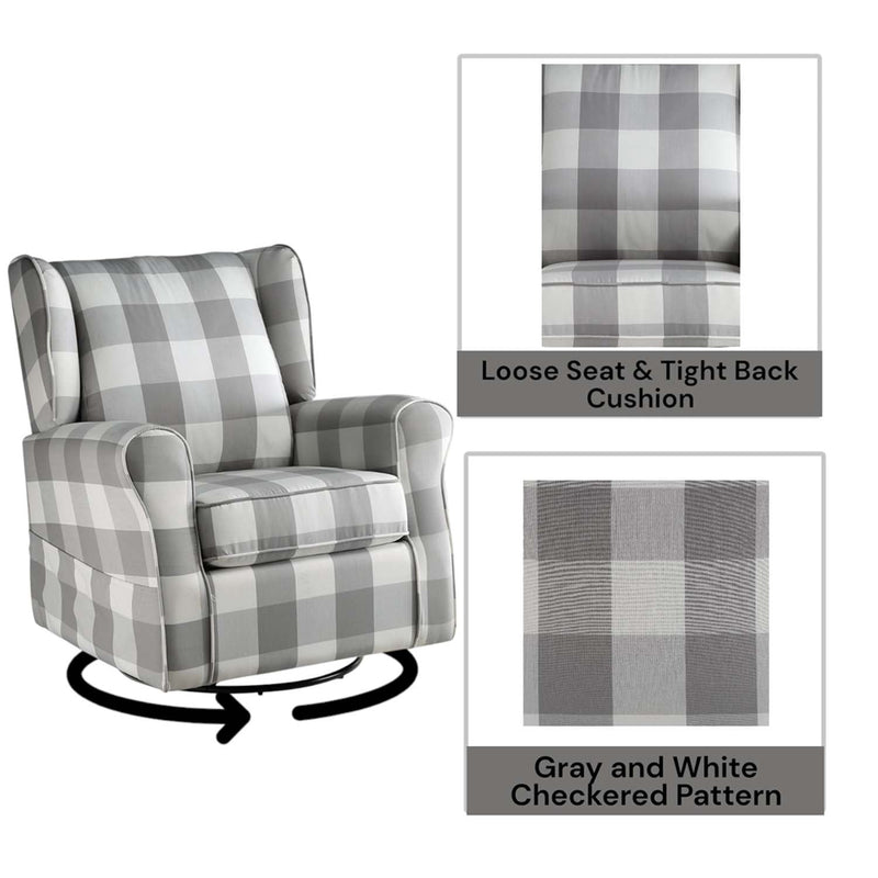 Patli Swivel Chair w/Glider, Gray Fabric Acme