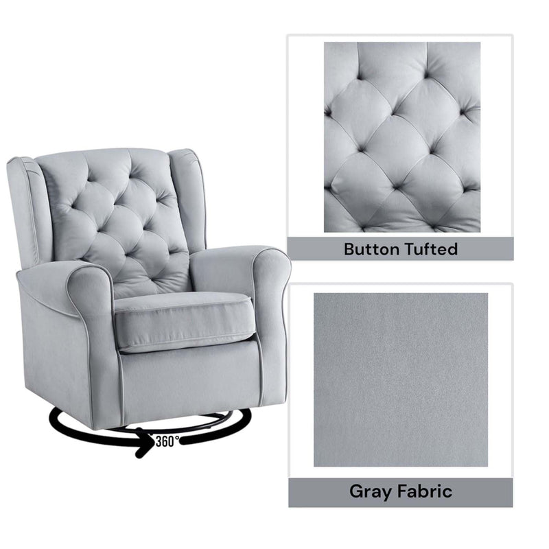 Zeger Swivel Chair w/Glider, Gray Fabric Acme