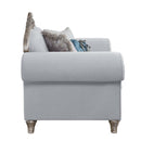 Pelumi Chair w/3 Pillows, Light Gray Linen & Platinum Finish Acme
