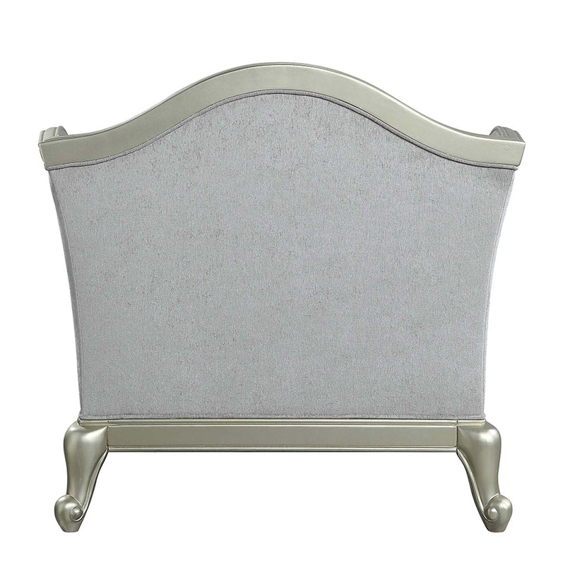 Qunsia Chair w/2 Pillows, Light Gray Linen & Champagne Finish Acme