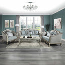 Qunsia Chair w/2 Pillows, Light Gray Linen & Champagne Finish Acme