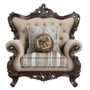 Ragnar Chair w/2 Pillows, Light Brown Linen & Cherry Finish Acme